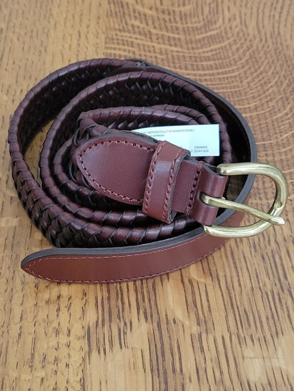 J. Crew Woven Elasticated Italian Leather Belt - Dark Walnut